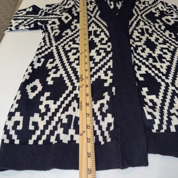 Talbots Womens Linen Knit Cardigan Open Front Sz Lp Beach Lightweight Blue White - Picture 9 of 10